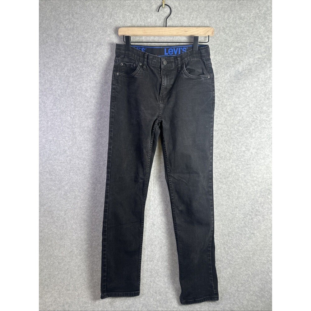 Levi's 502 Straight Fit Jeans Kids 16 28x30 Black Denim Cotton Stretch Dark Wash